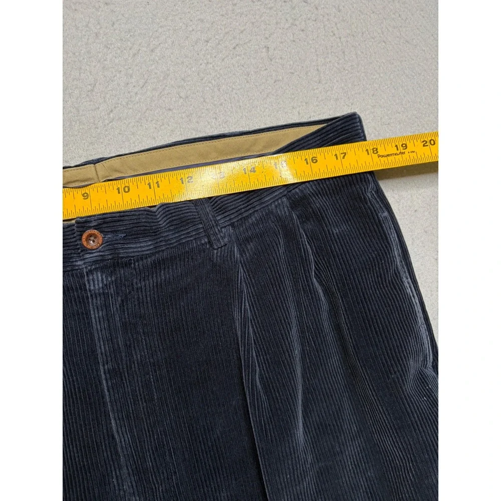 Polo Ralph Lauren Corduroy Pants Mens 36x30 Navy Blue Pleated Distressed Vintage